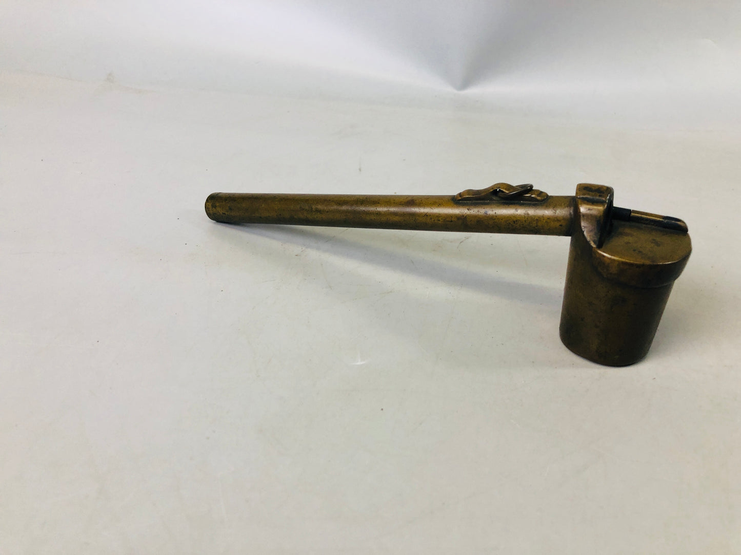 Y7245 YATATE Copper stationery Japan Brush Inkwell Holder antique vintage shuji