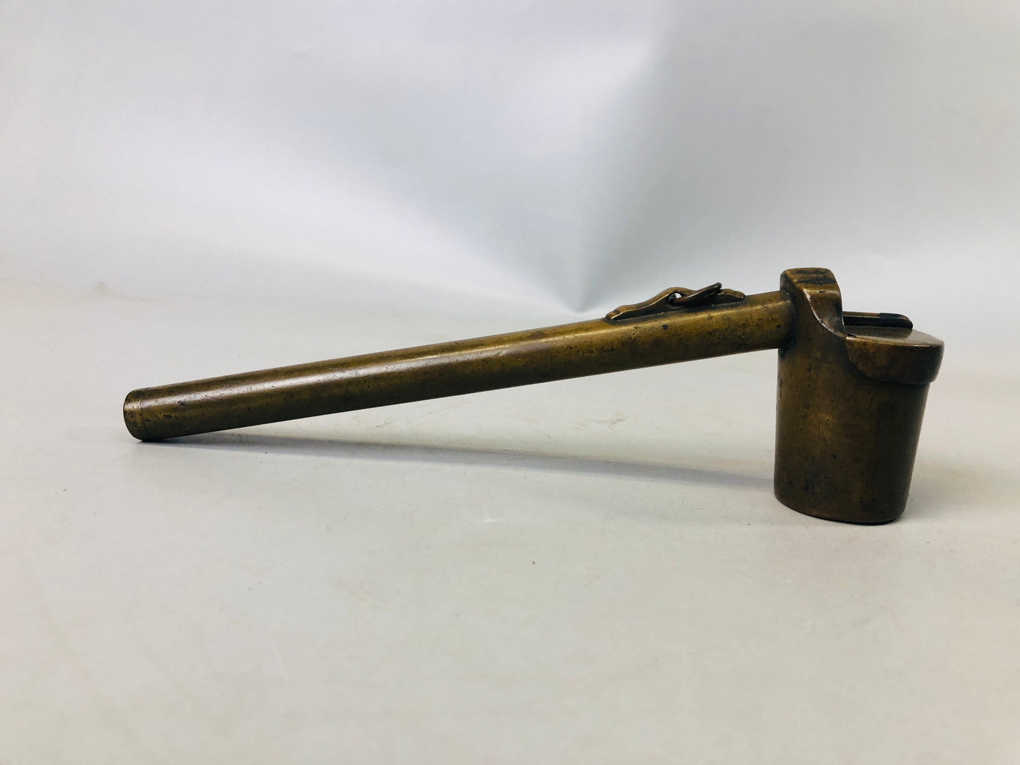 Y7245 YATATE Copper stationery Japan Brush Inkwell Holder antique vintage shuji