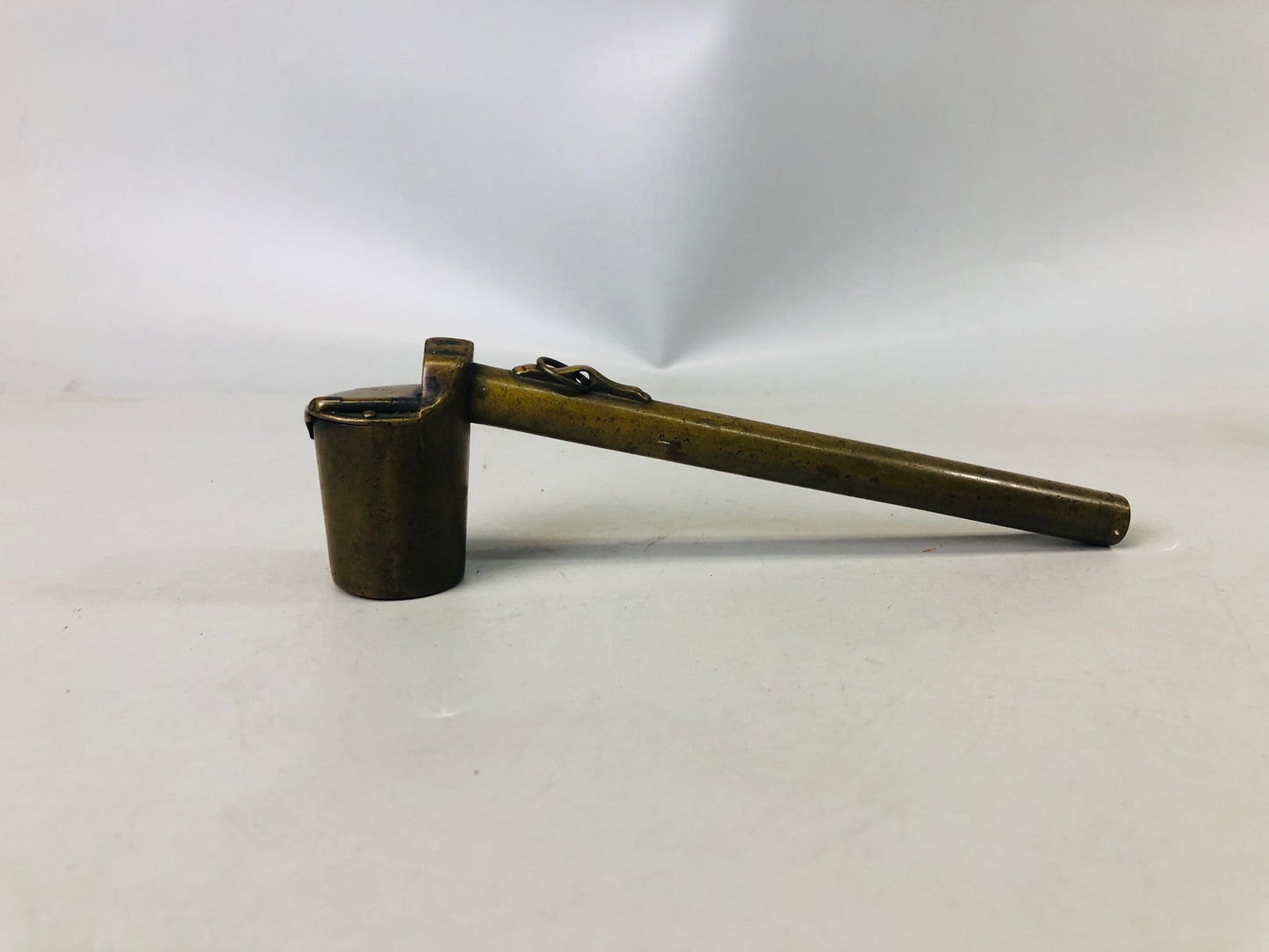Y7245 YATATE Copper stationery Japan Brush Inkwell Holder antique vintage shuji
