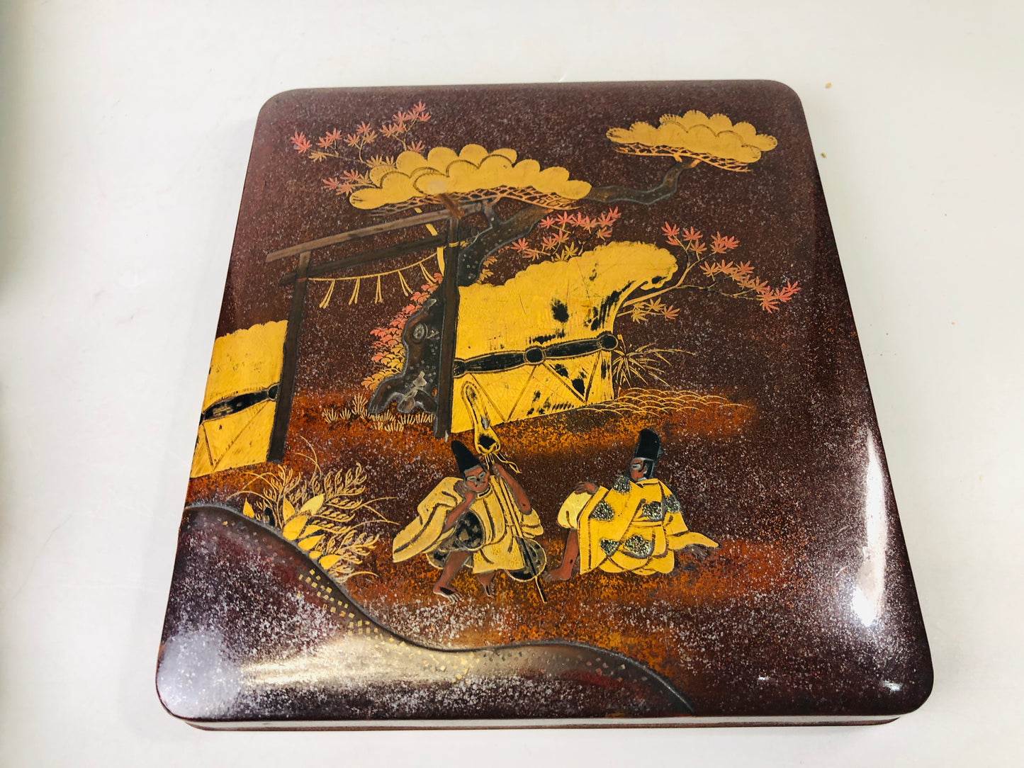 Y7259 BOX Makie Suzuri case stationery container Japan antique vintage interior