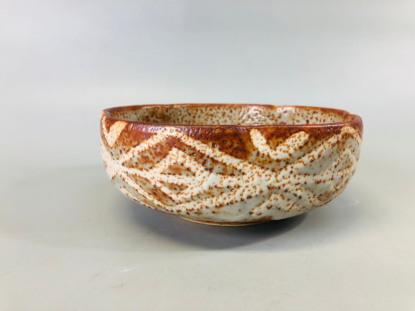 Y7262 CHAWAN Shino-ware confectionery bowl signed box Japan antique tableware