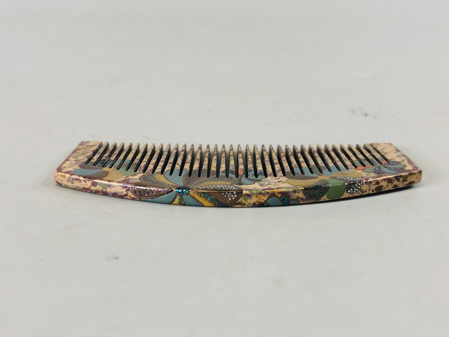 Y7269 KANZASHI Comb Windmill Makie hairpin signed Japan antique accessory kimono