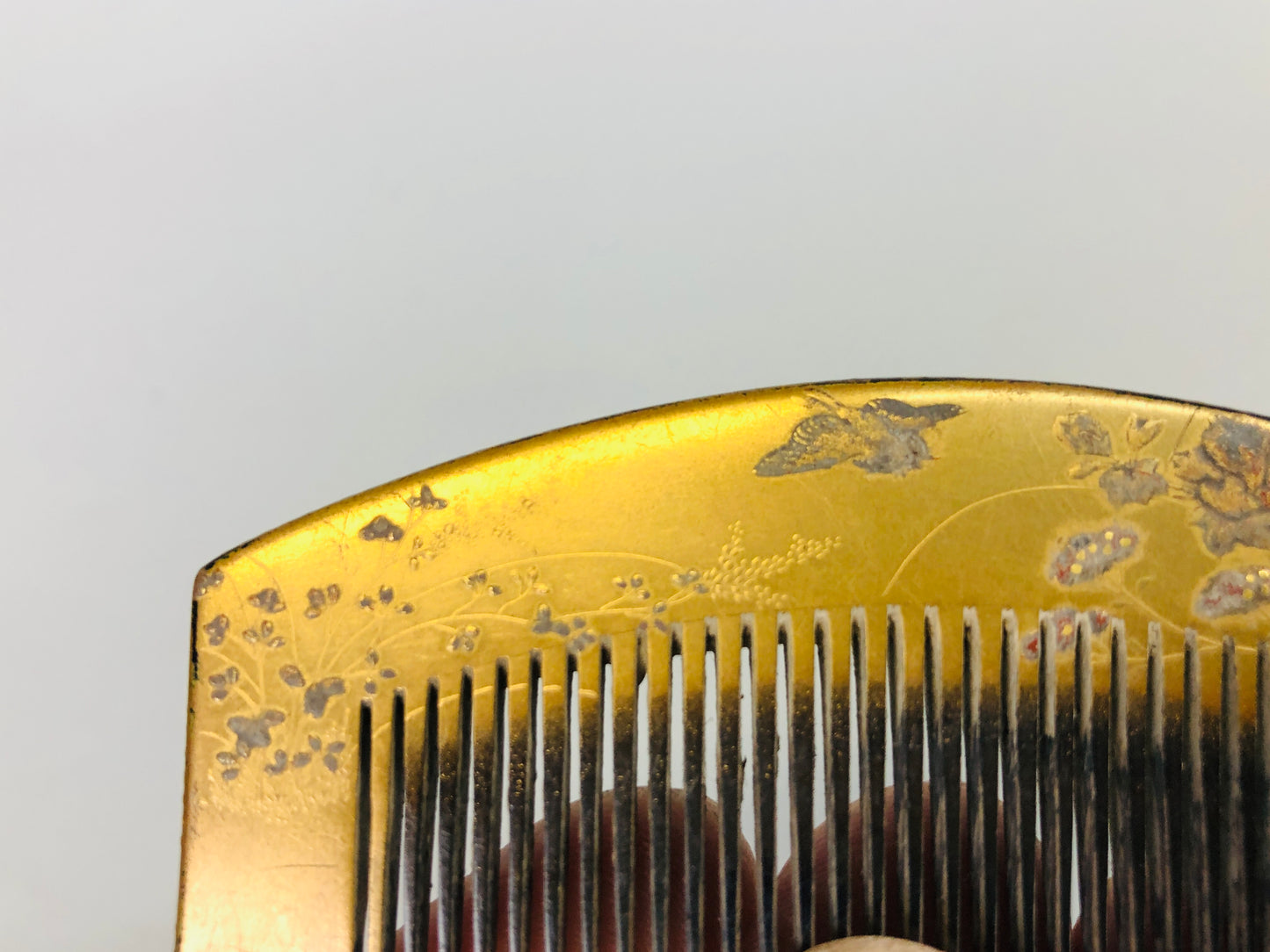 Y7274 KANZASHI Comb Flower Bird Makie hairpin Japan antique accessory kimono