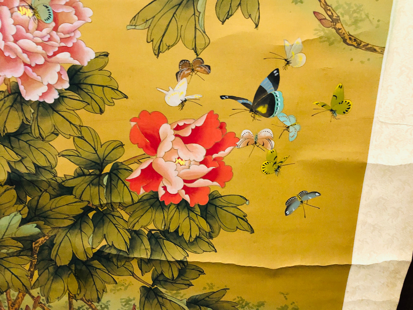 Y7280 KAKEJIKU Butterfly Flower signed China antique hanging scroll art decor