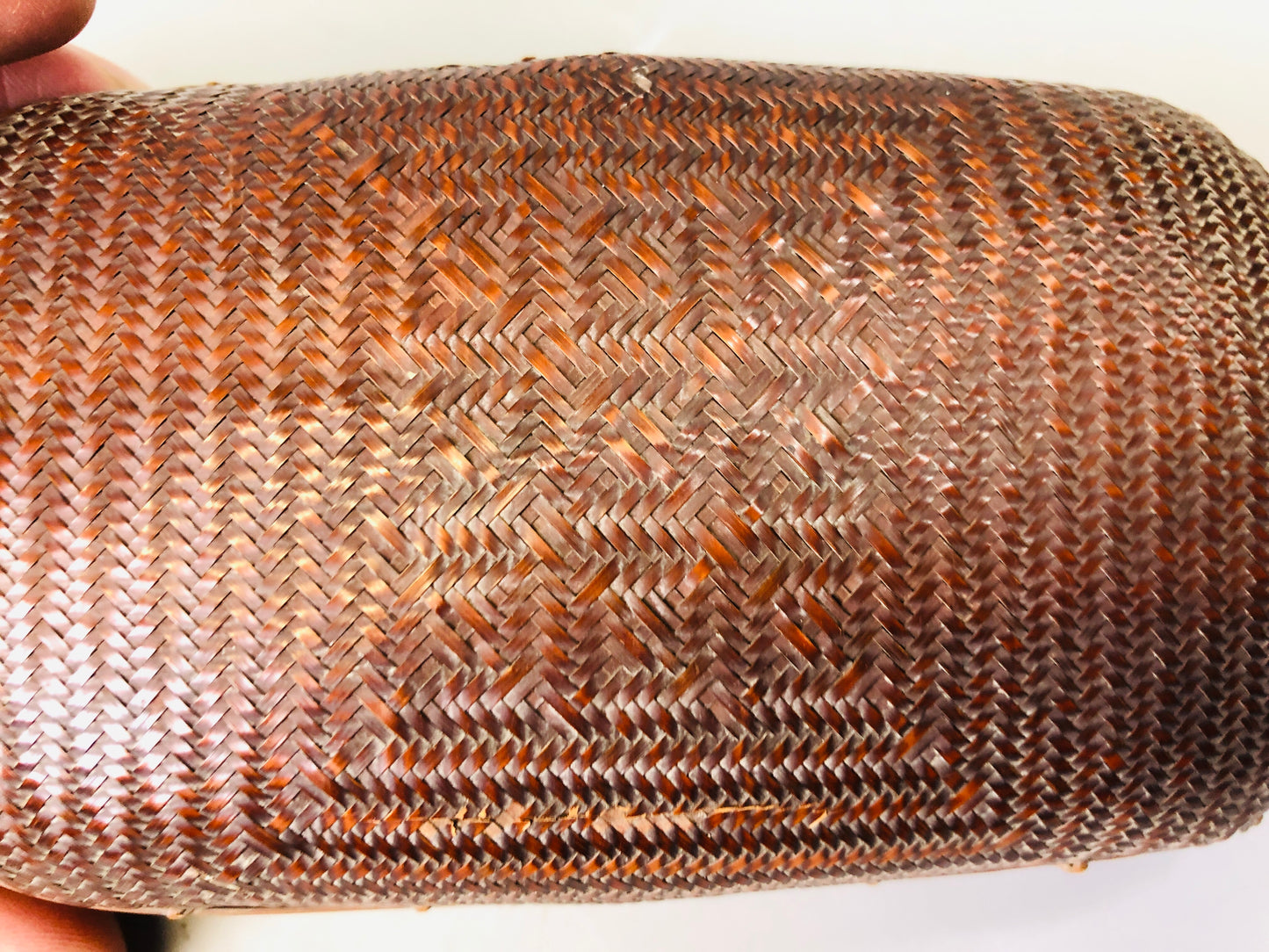 Y7288 Bamboo Woven Basket hanging accessory case Japan antique vintage interior