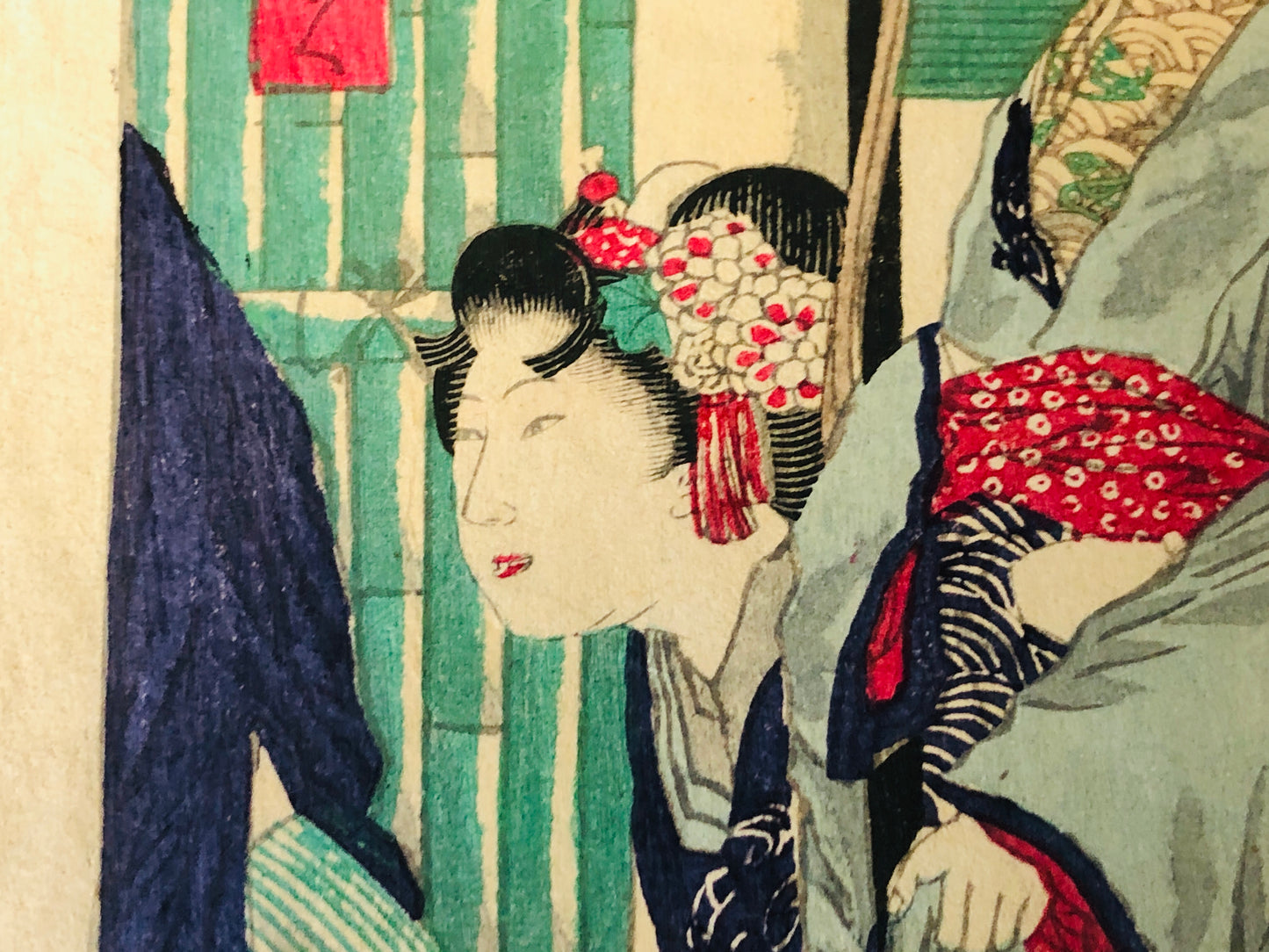 Y7290 WOODBLOCK PRINT Yoshitoshi Tokyo cuisine Japan Ukiyoe art antique interior