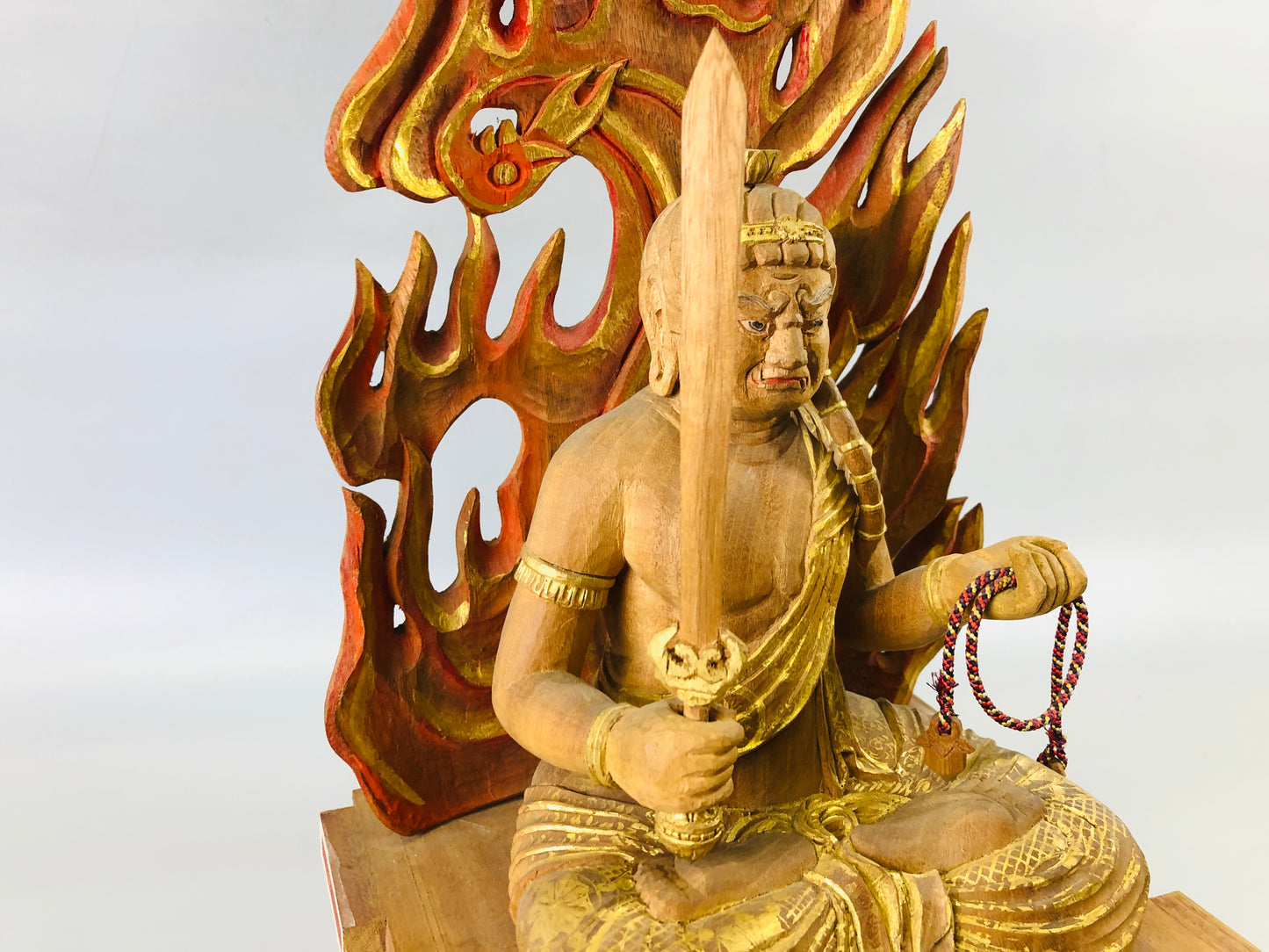 Y7291 STATUE Fudo Myoo Buddha figurine wood carving Japan antique Buddhist art