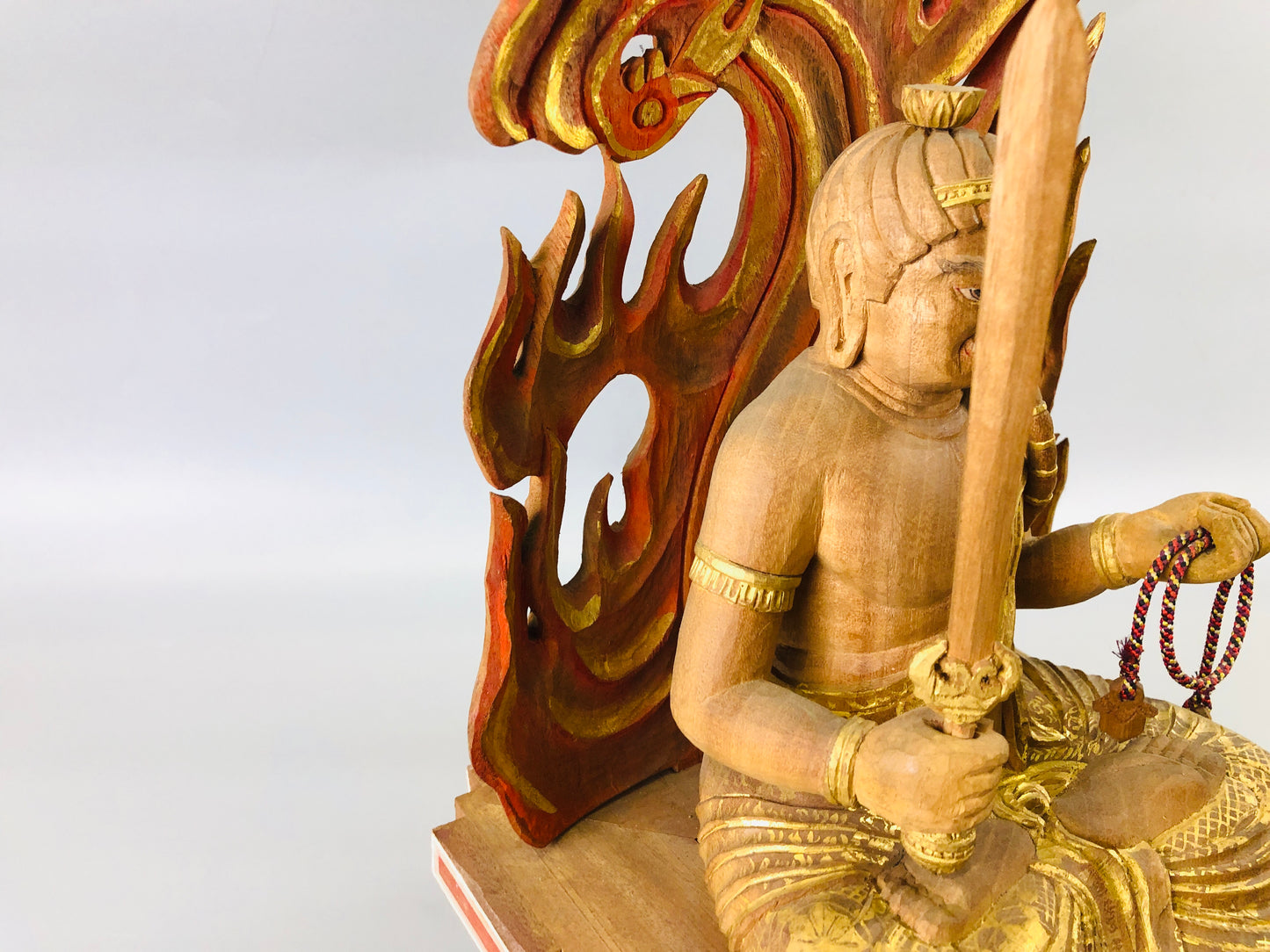 Y7291 STATUE Fudo Myoo Buddha figurine wood carving Japan antique Buddhist art