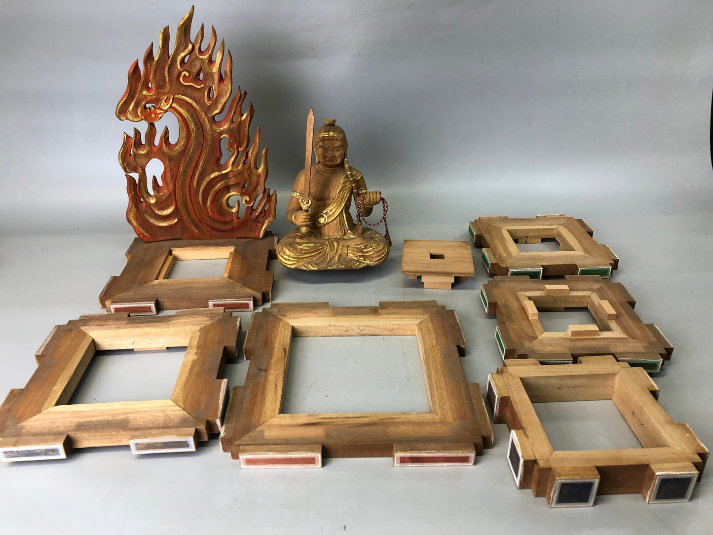 Y7291 STATUE Fudo Myoo Buddha figurine wood carving Japan antique Buddhist art