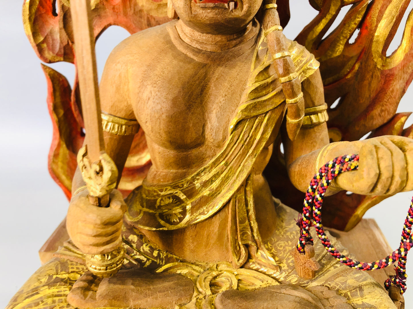 Y7291 STATUE Fudo Myoo Buddha figurine wood carving Japan antique Buddhist art