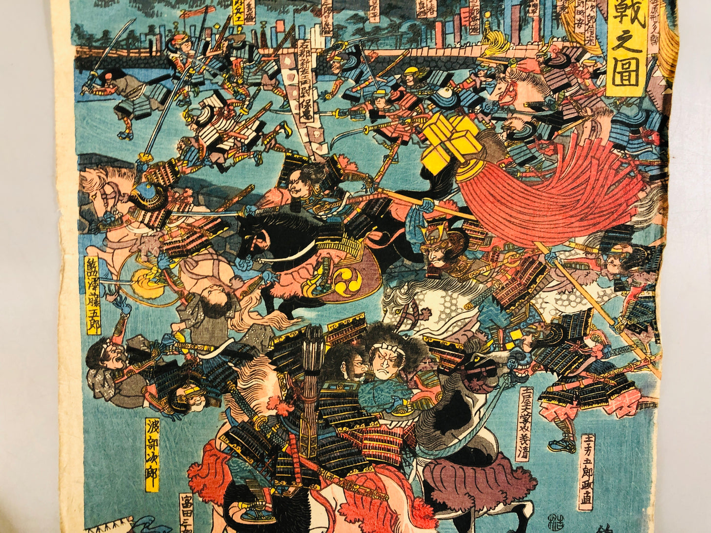 Y7295 WOODBLOCK PRINT Yoshitora samurai warrior battle Japan Ukiyoe art antique