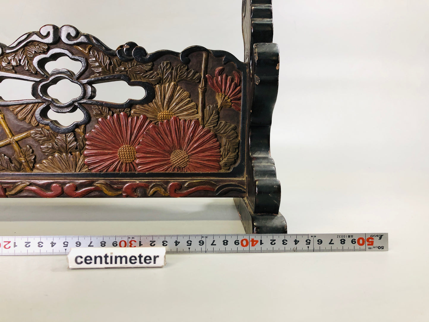 Y7296 OKIMONO wooden samurai Sword rack Kamakura carving Japan antique interior
