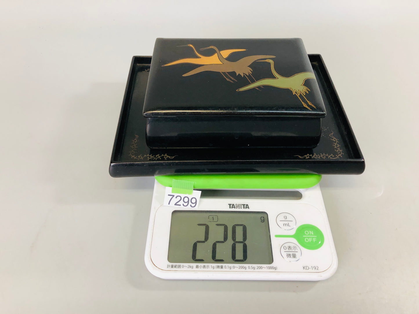 Y7299 BOX Crane Makie accessory case stand Japan antique container vintage
