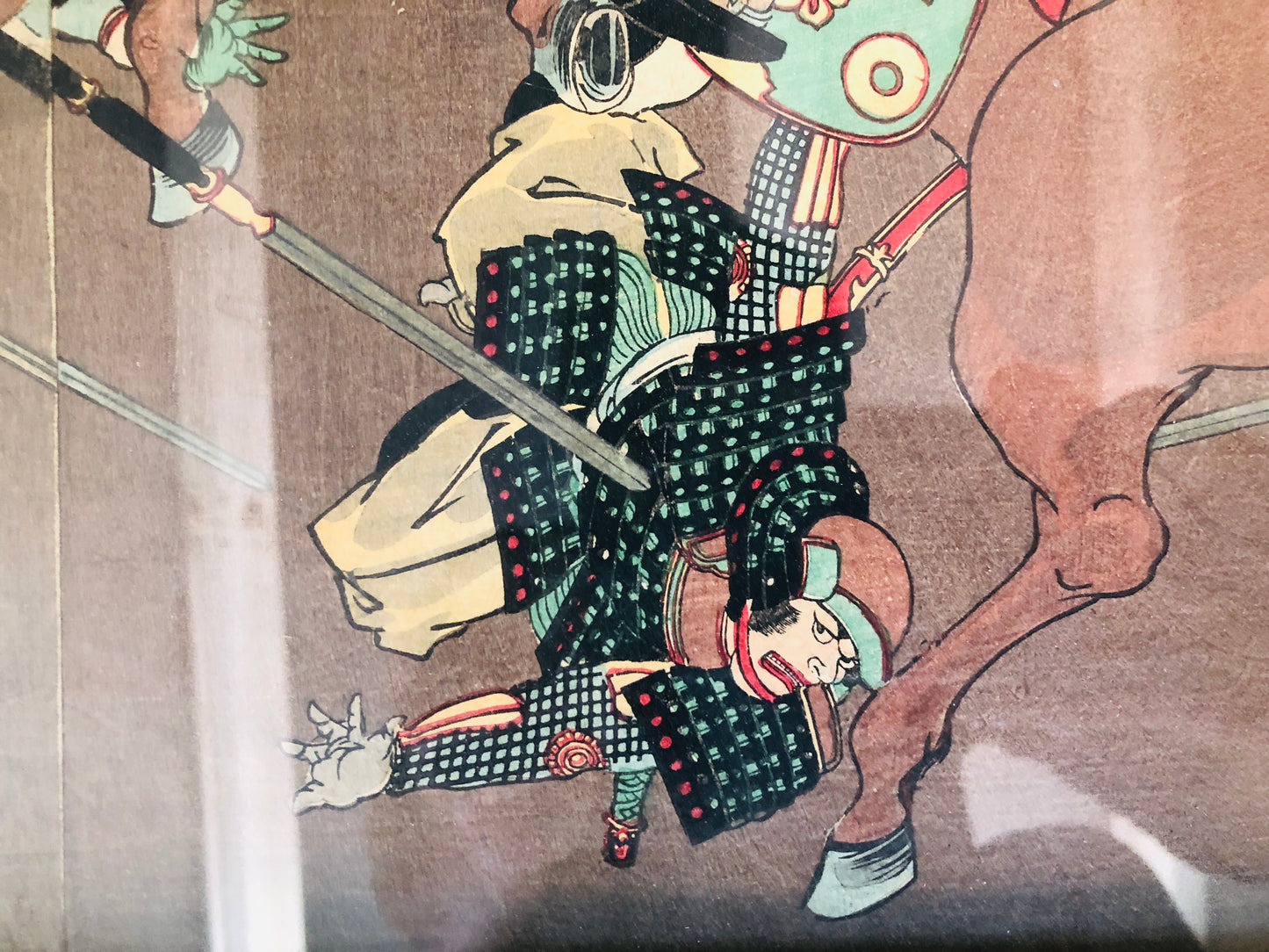Y7308 WOODBLOCK PRINT Chikanobu Battle triptych Japan Ukiyoe art antique decor