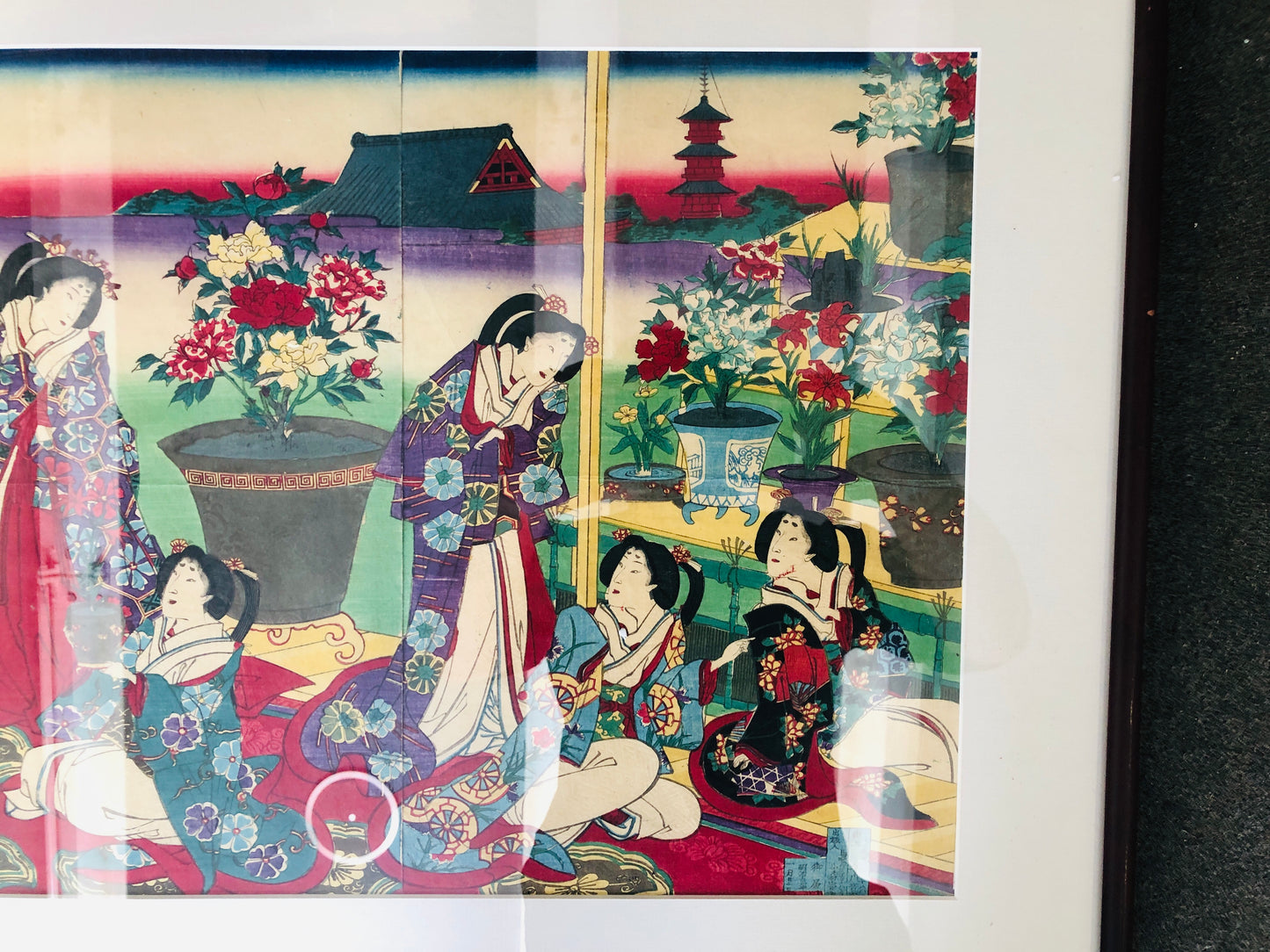 Y7309 WOODBLOCK PRINT Chikashige Flower Beautiful woman Japan Ukiyoe art antique