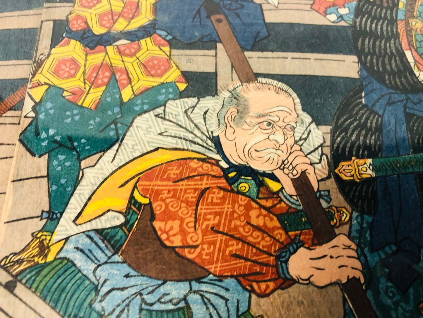 Y7310 WOODBLOCK PRINT Yoshitsuya Samurai Ushiwakamaru Japan Ukiyoe art antique