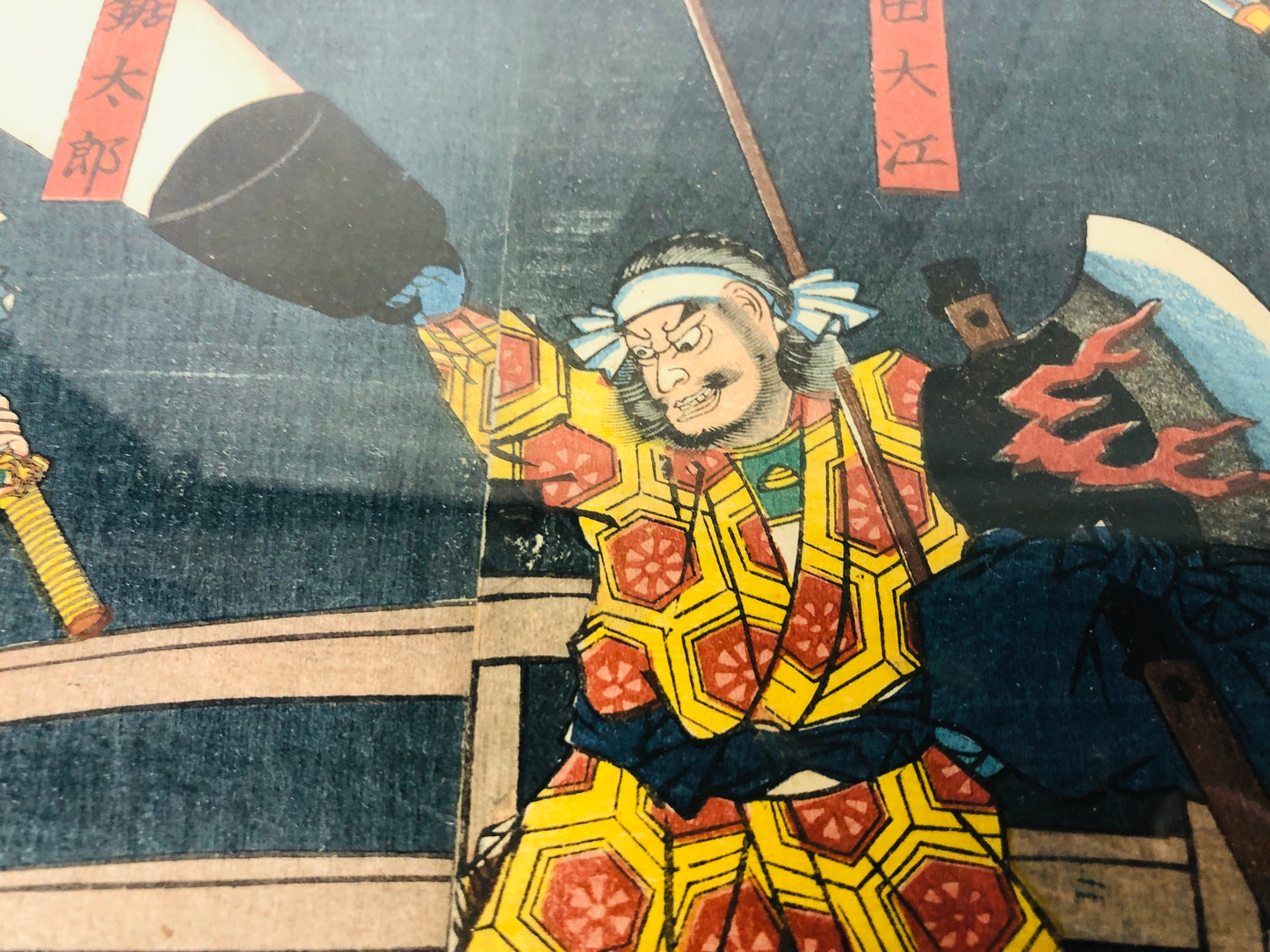 Y7310 WOODBLOCK PRINT Yoshitsuya Samurai Ushiwakamaru Japan Ukiyoe art antique