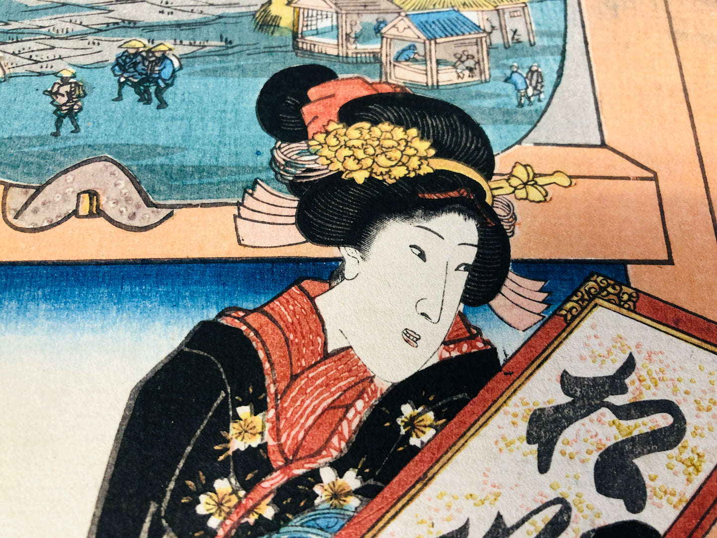 Y7315 WOODBLOCK PRINT Kuniyoshi Kiso Kaido 69 Nagakubo Japan Ukiyoe art antique