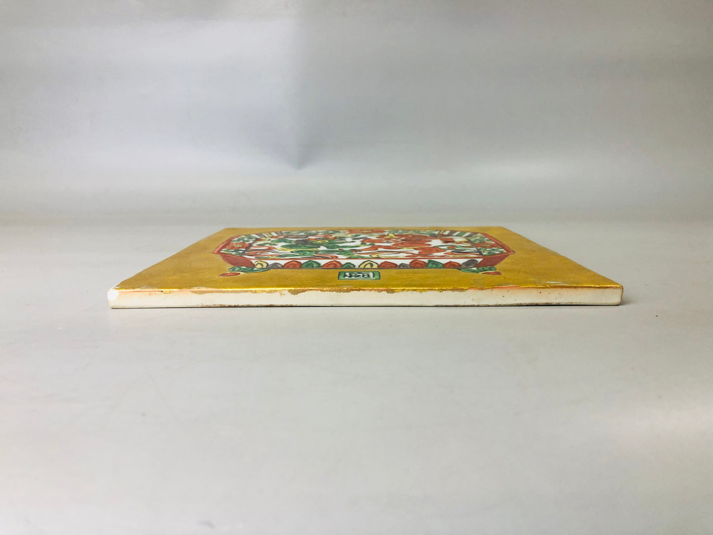 Y7321 OKIMONO Arita-ware ceramic plate color picture signed box Japan antique