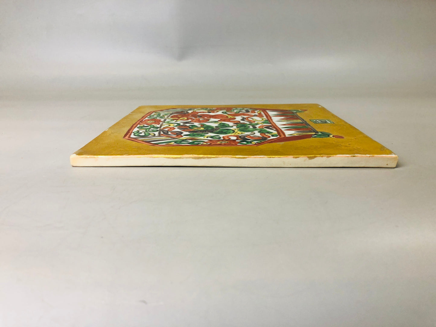 Y7321 OKIMONO Arita-ware ceramic plate color picture signed box Japan antique