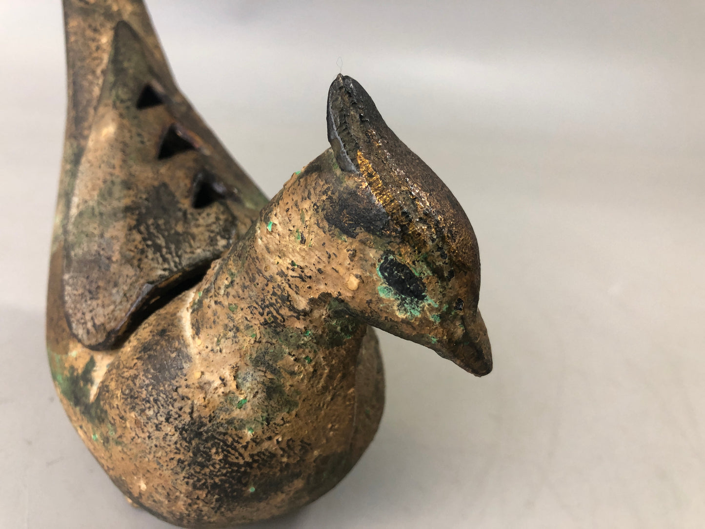 Y7332 KOURO metal bird Japan antique fragrance aroma incense burner aromatherapy