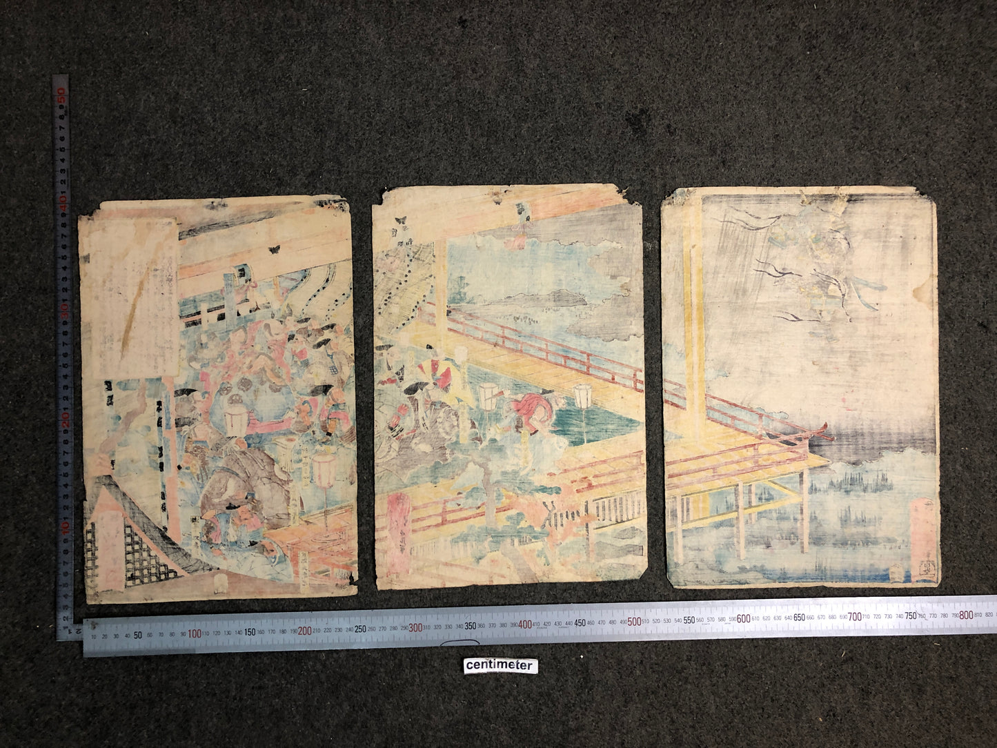 Y7340 WOODBLOCK PRINT Katsushika Hokui ghost yokai triptych Japan Ukiyoe antique