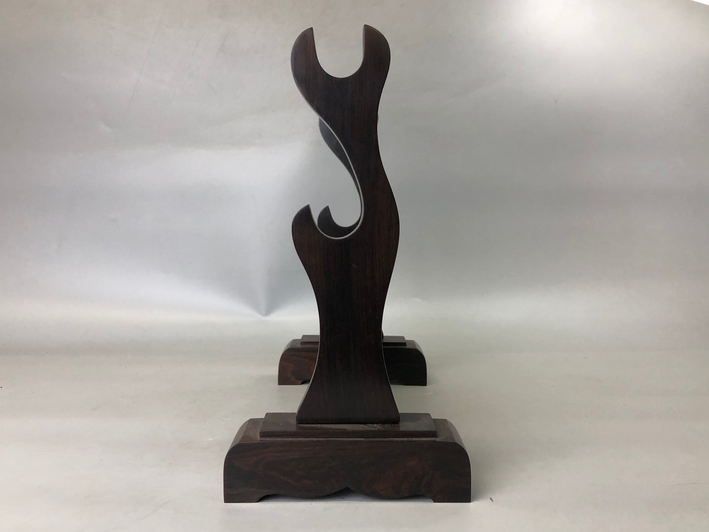 Y7353 OKIMONO wooden Samurai katana sword rack Mt. Fuji openwork Japan antique