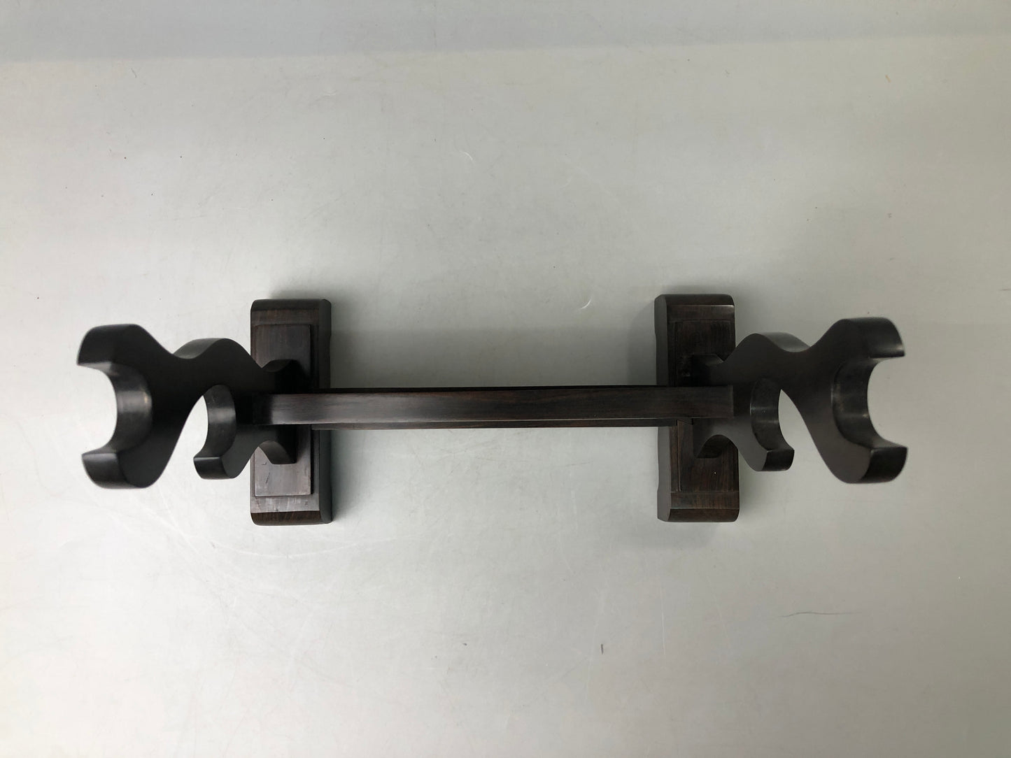 Y7353 OKIMONO wooden Samurai katana sword rack Mt. Fuji openwork Japan antique