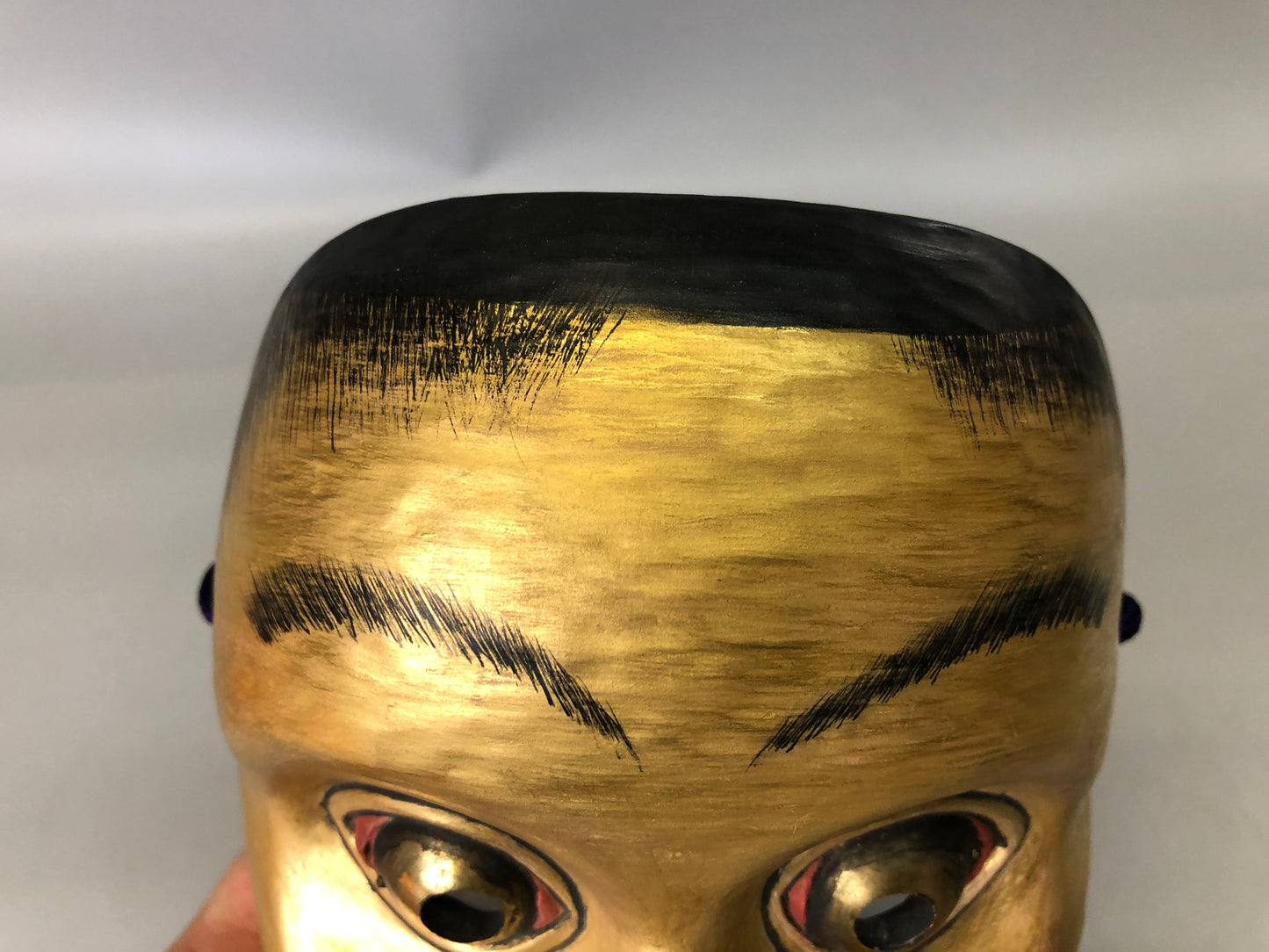 Y7354 NOH MASK wood carving bag Japan antique traditional dance drama omen men