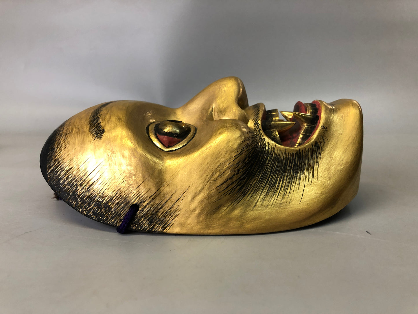 Y7354 NOH MASK wood carving bag Japan antique traditional dance drama omen men