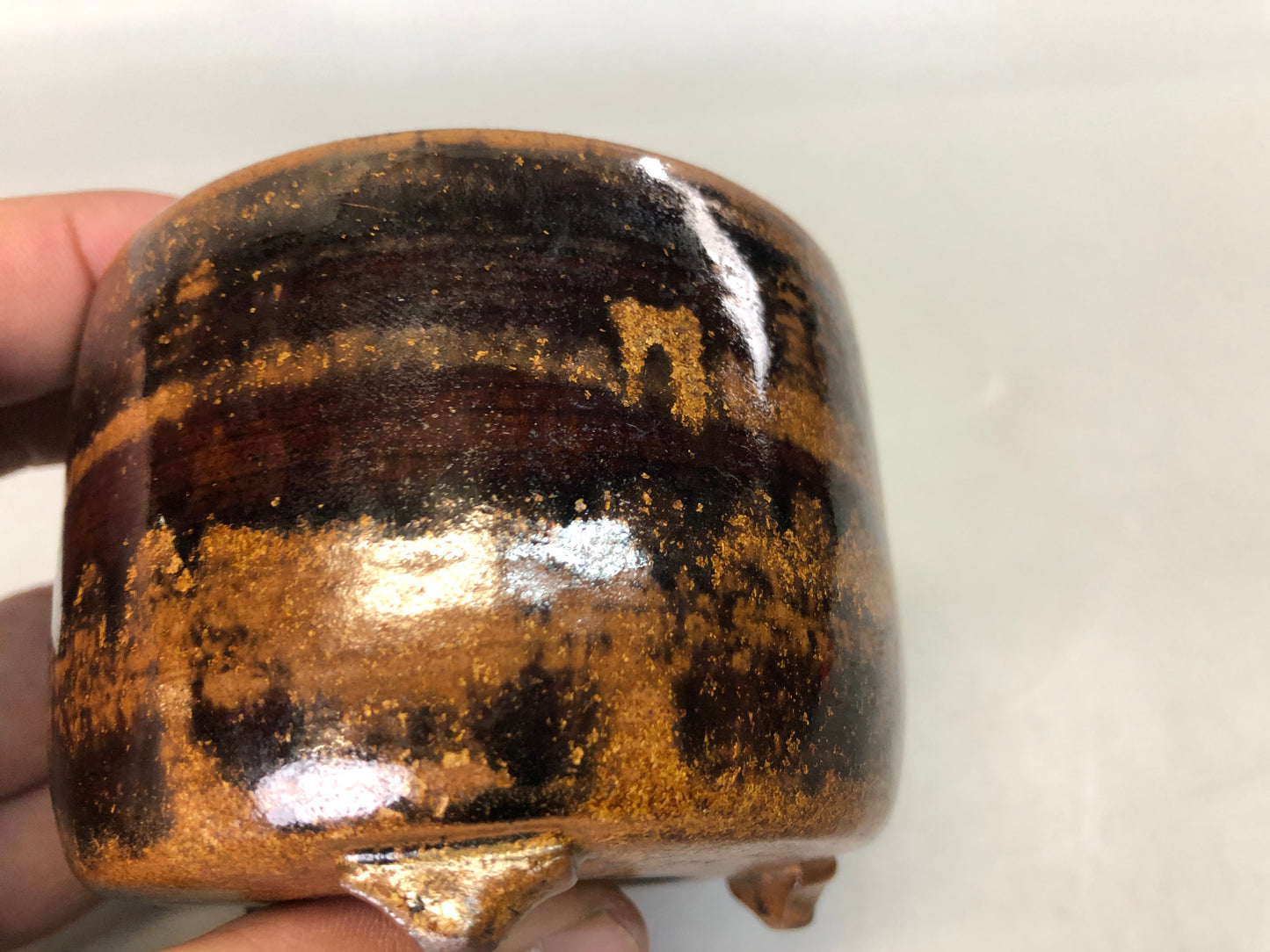 Y7356 KOURO Seto-ware silver cover signed Japan antique fragrance incense burner