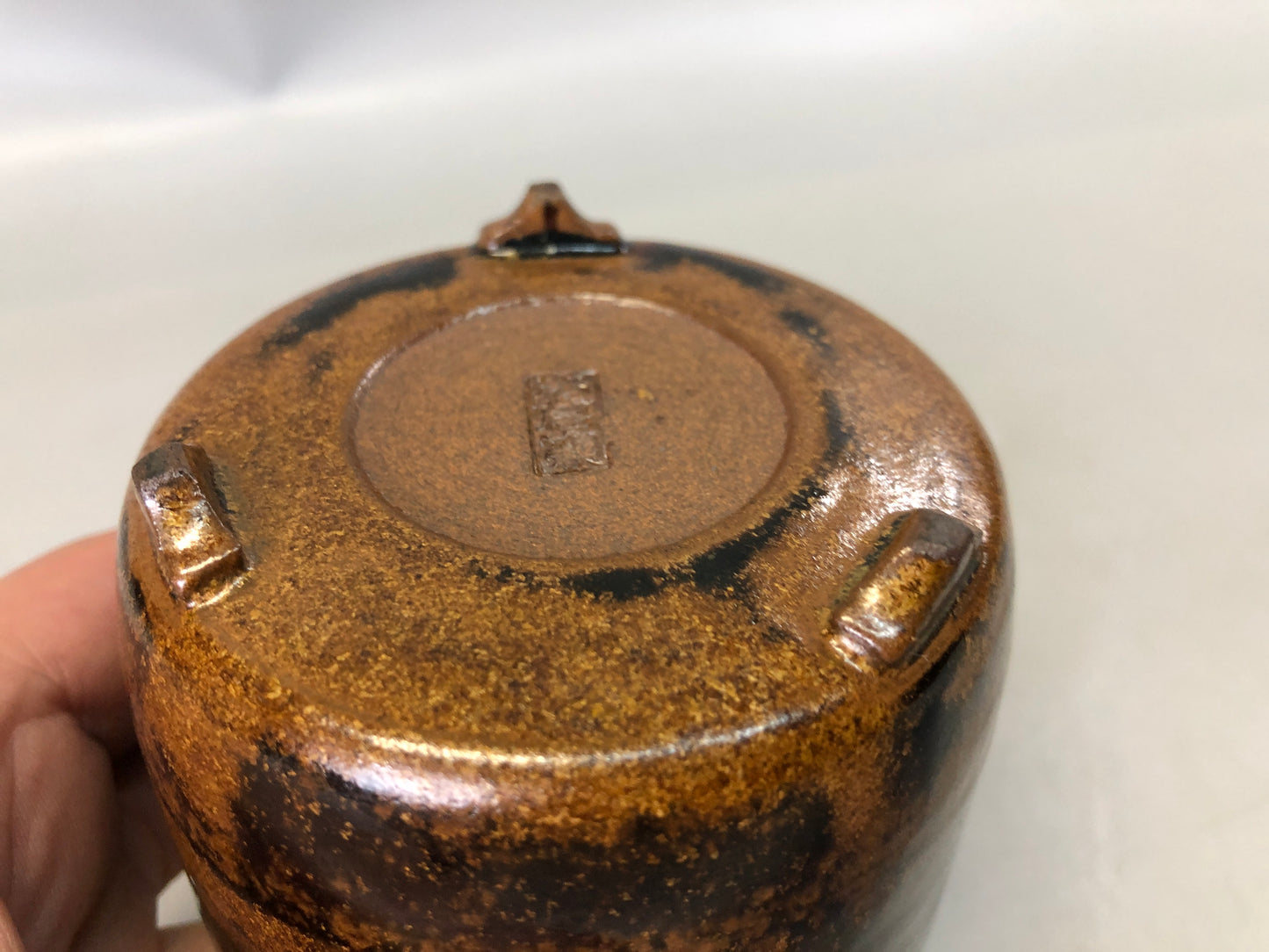 Y7356 KOURO Seto-ware silver cover signed Japan antique fragrance incense burner