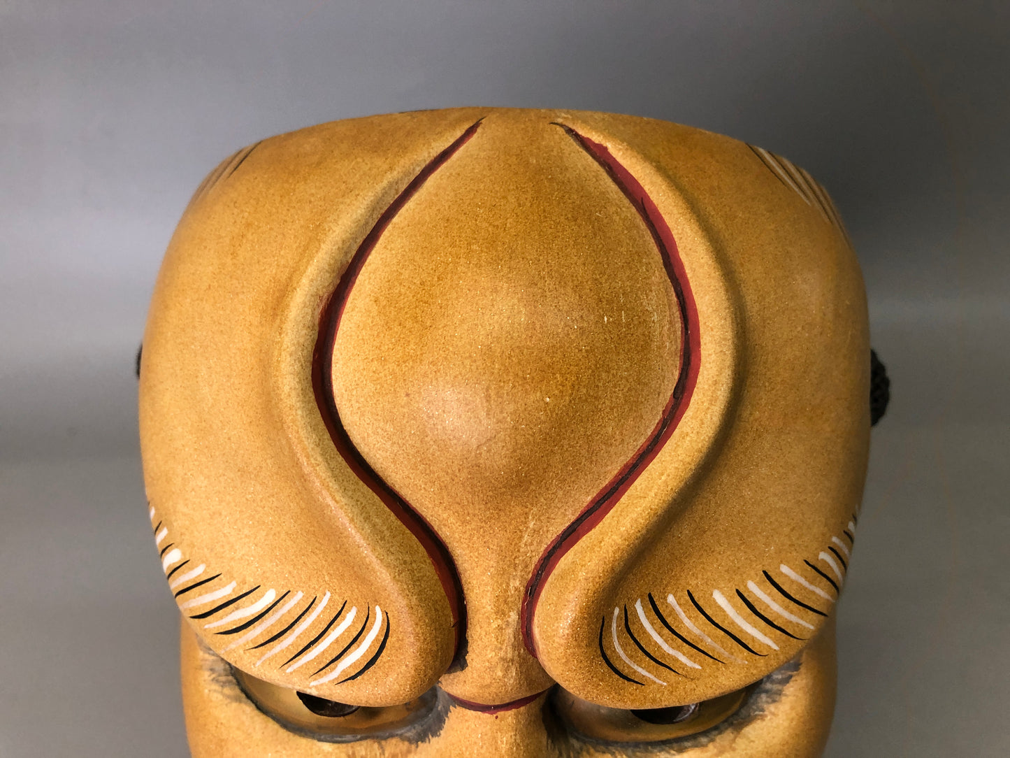 Y7359 NOH MASK wood carving Old man bag Japan antique traditional drama omen men
