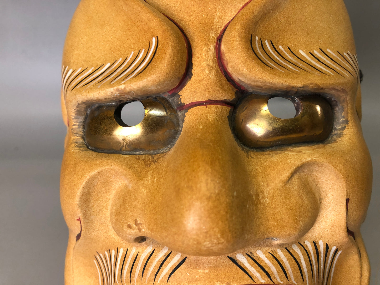 Y7359 NOH MASK wood carving Old man bag Japan antique traditional drama omen men