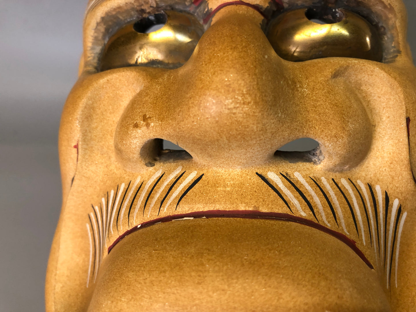 Y7359 NOH MASK wood carving Old man bag Japan antique traditional drama omen men