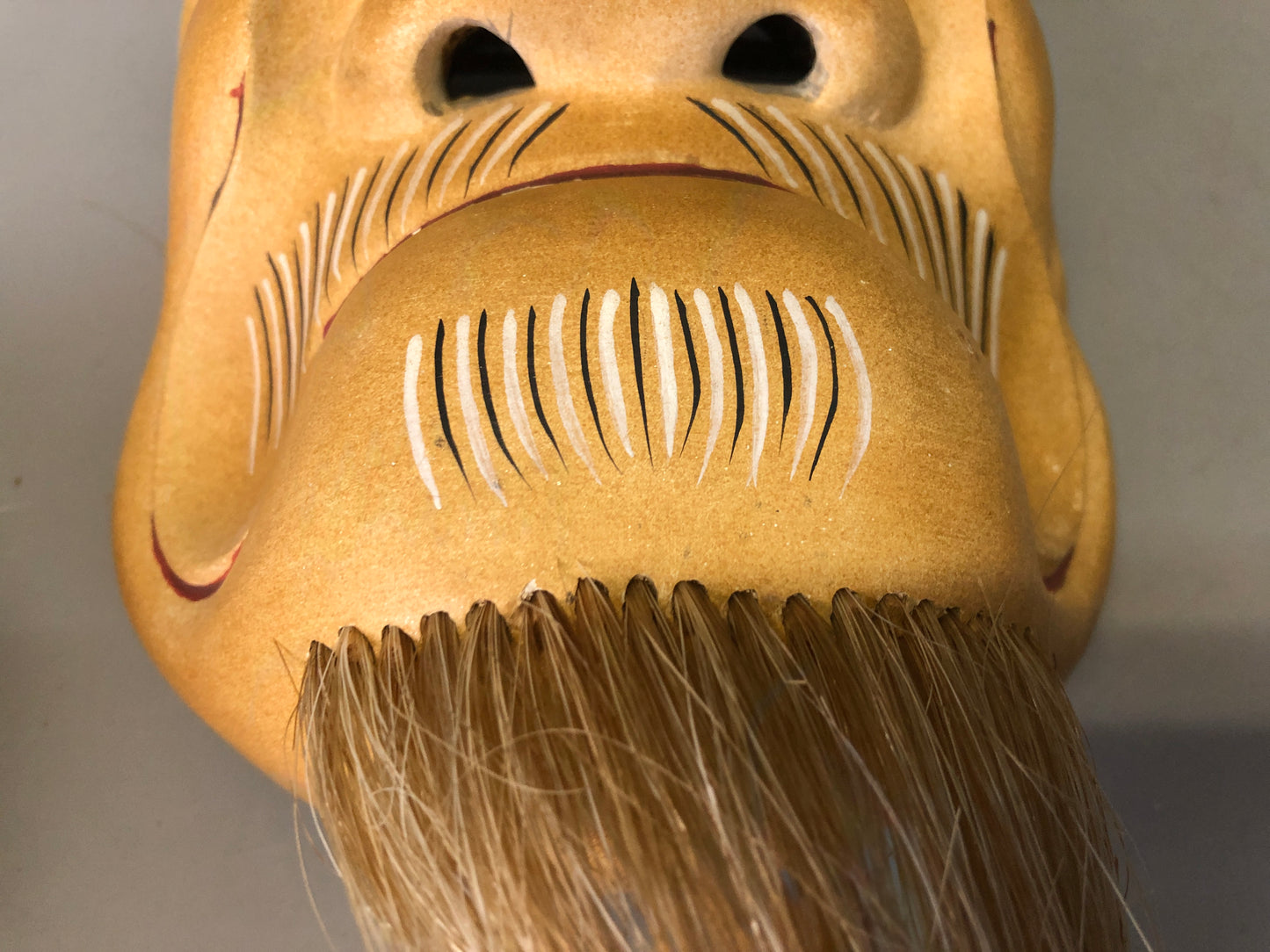 Y7359 NOH MASK wood carving Old man bag Japan antique traditional drama omen men
