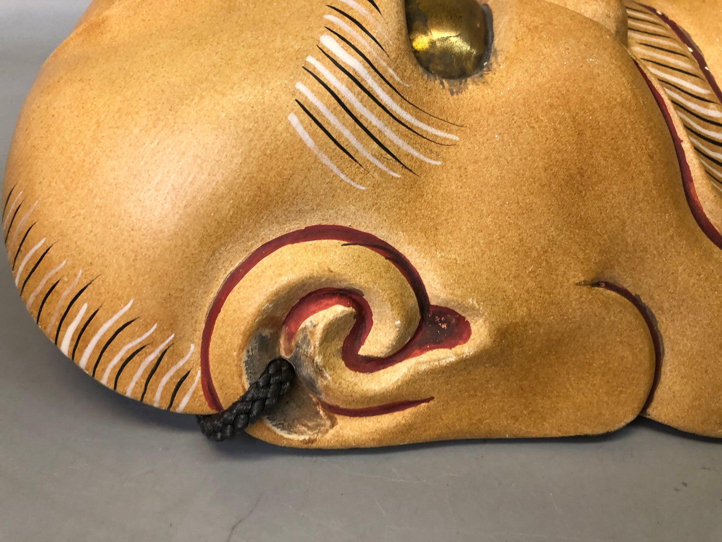 Y7359 NOH MASK wood carving Old man bag Japan antique traditional drama omen men