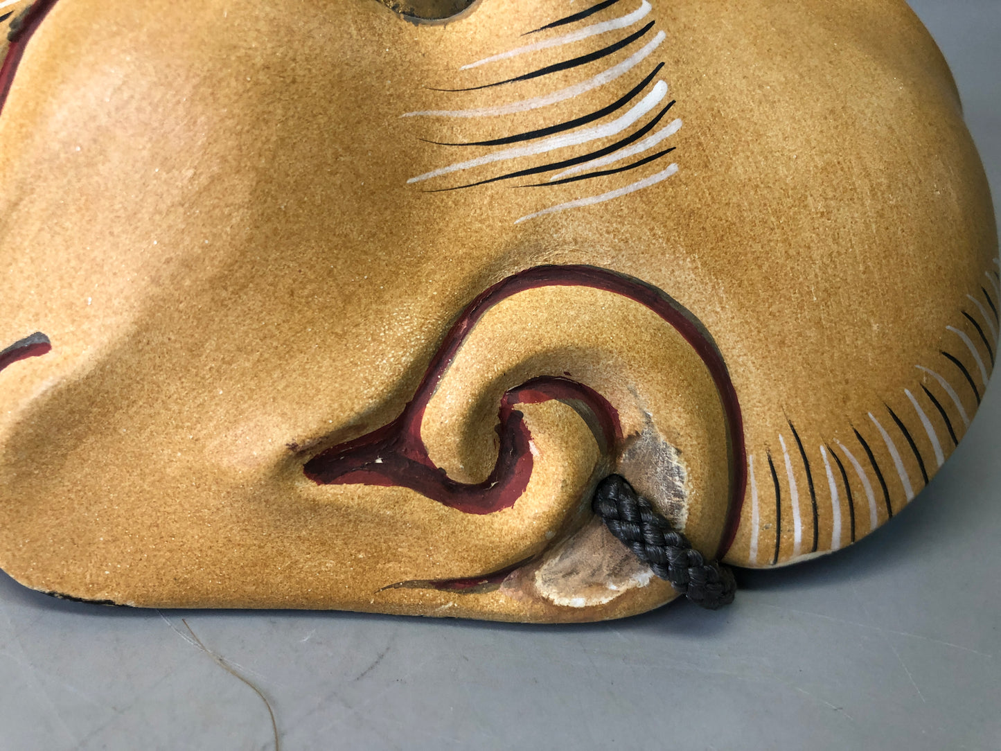 Y7359 NOH MASK wood carving Old man bag Japan antique traditional drama omen men