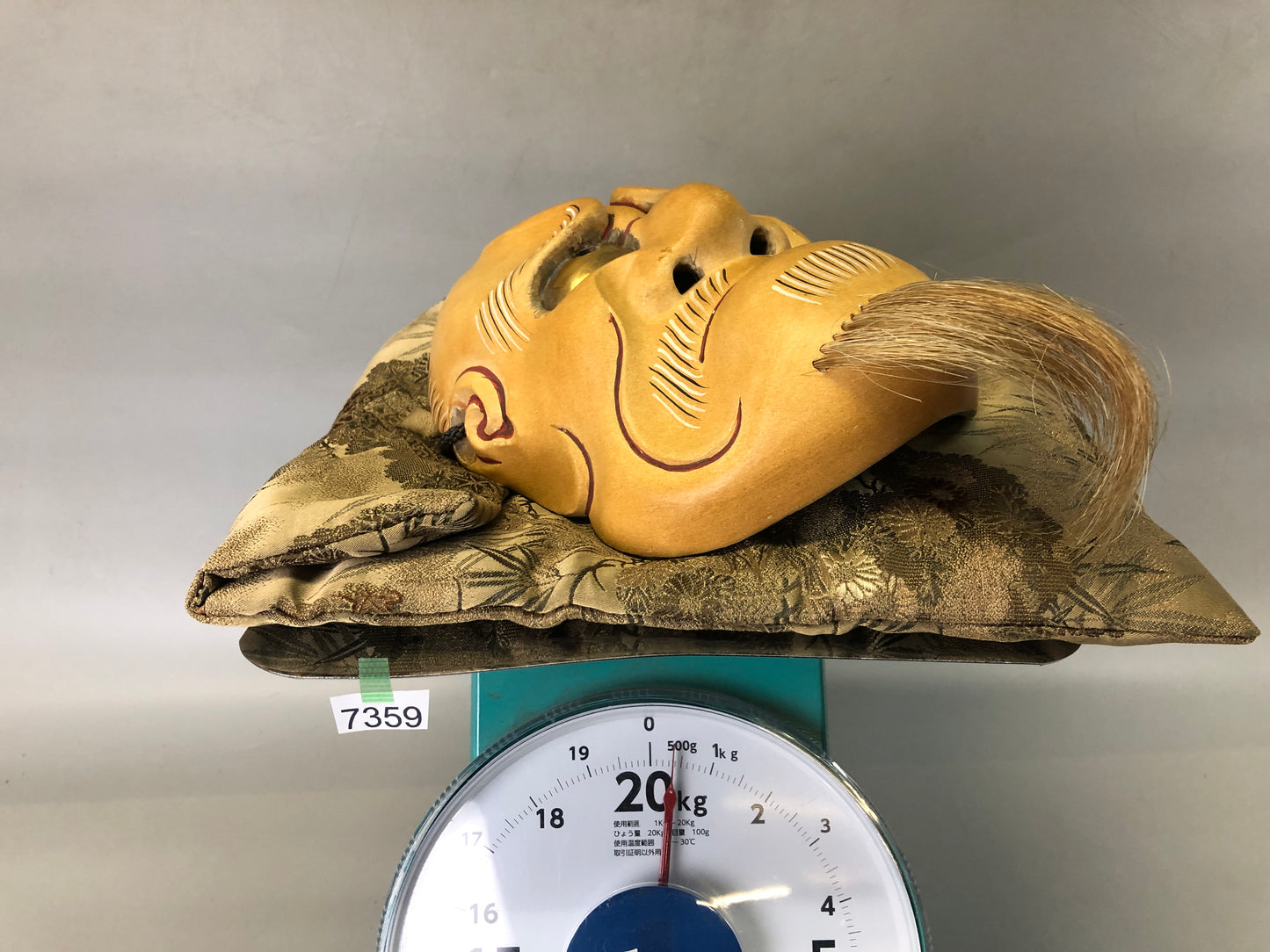 Y7359 NOH MASK wood carving Old man bag Japan antique traditional drama omen men