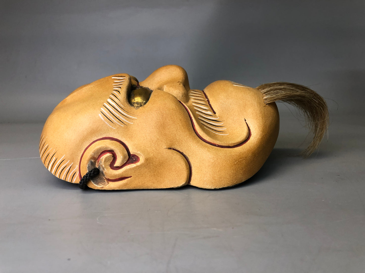 Y7359 NOH MASK wood carving Old man bag Japan antique traditional drama omen men