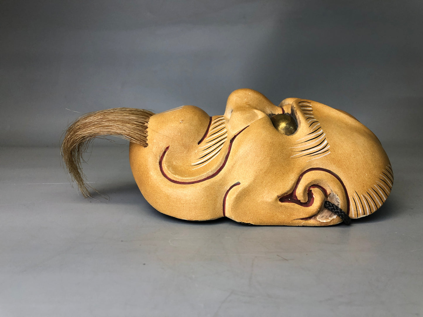 Y7359 NOH MASK wood carving Old man bag Japan antique traditional drama omen men