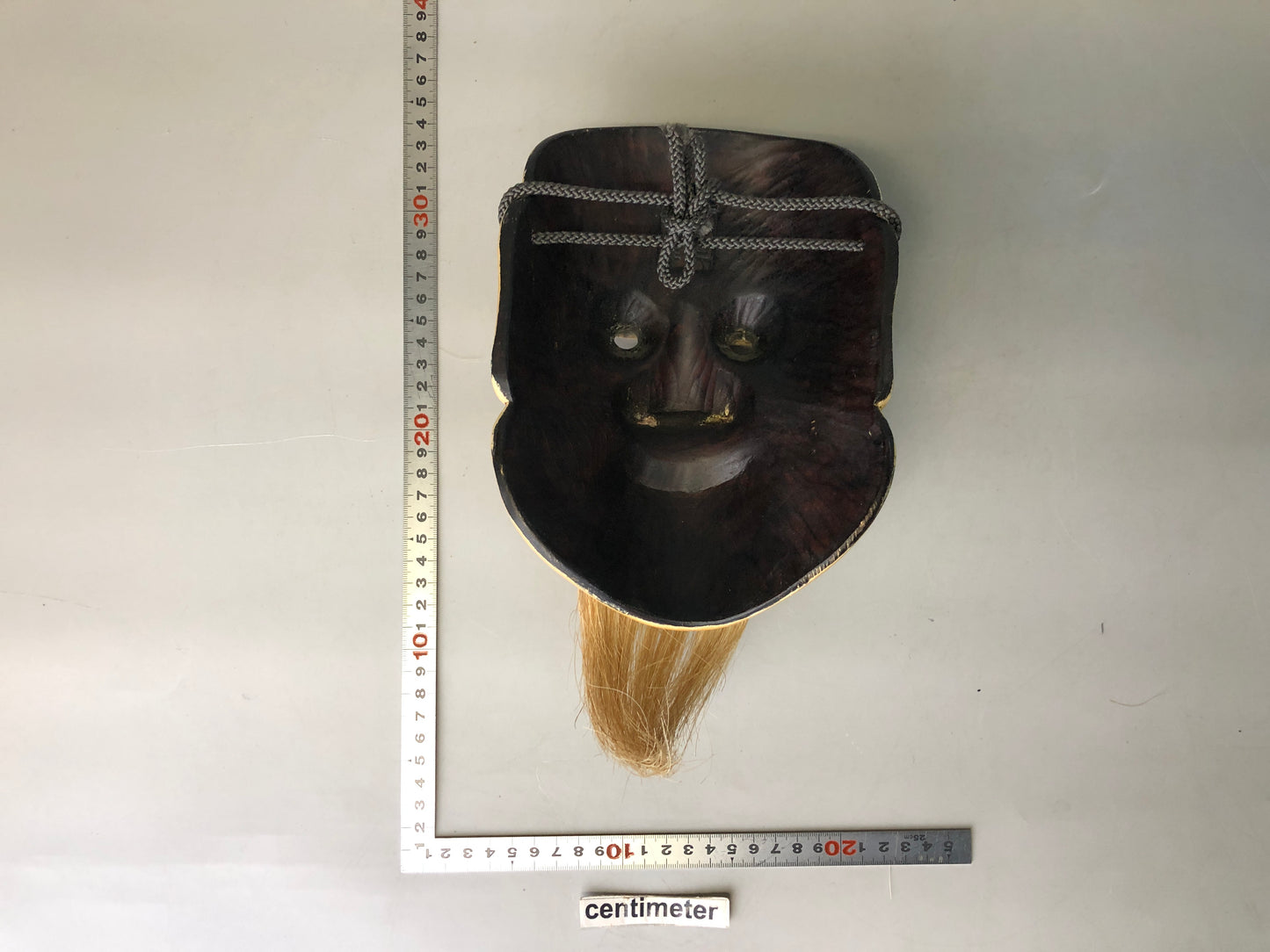 Y7359 NOH MASK wood carving Old man bag Japan antique traditional drama omen men