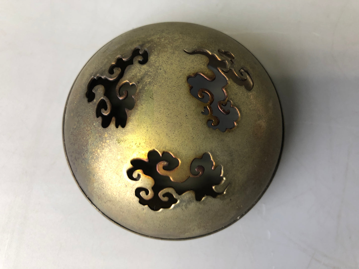 Y7361 KOURO Celadon signed cover Japan antique fragrance aroma incense burner