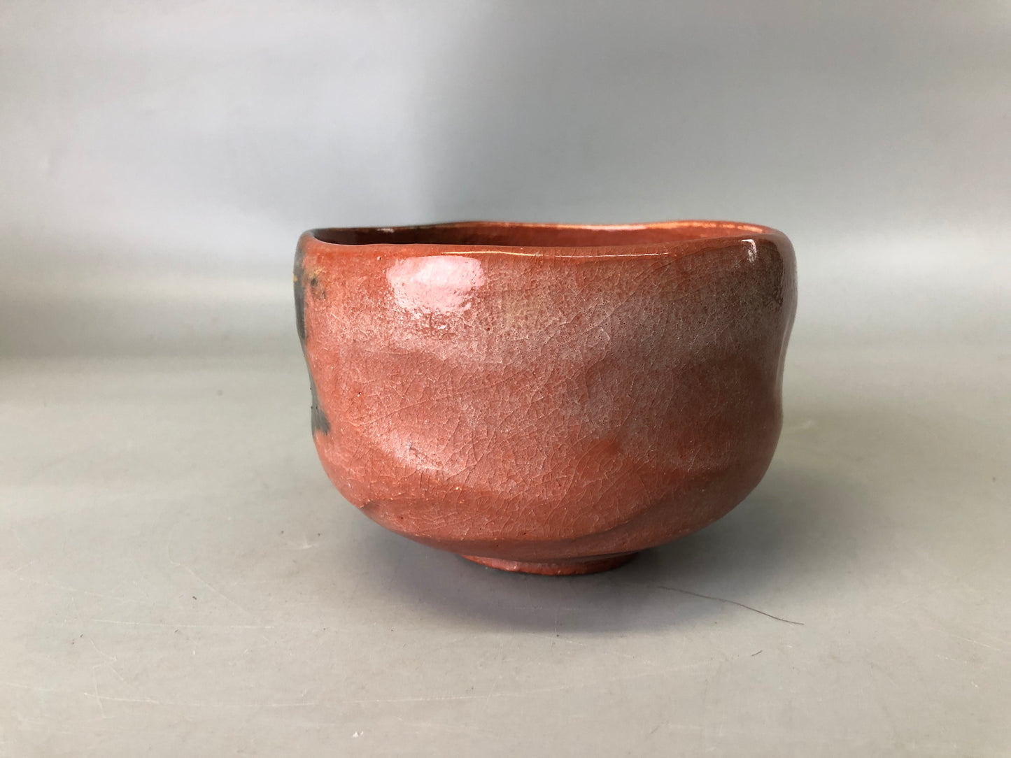 Y7370 CHAWAN Raku-ware red bowl signd box Japan antique tea ceremony pottery cup
