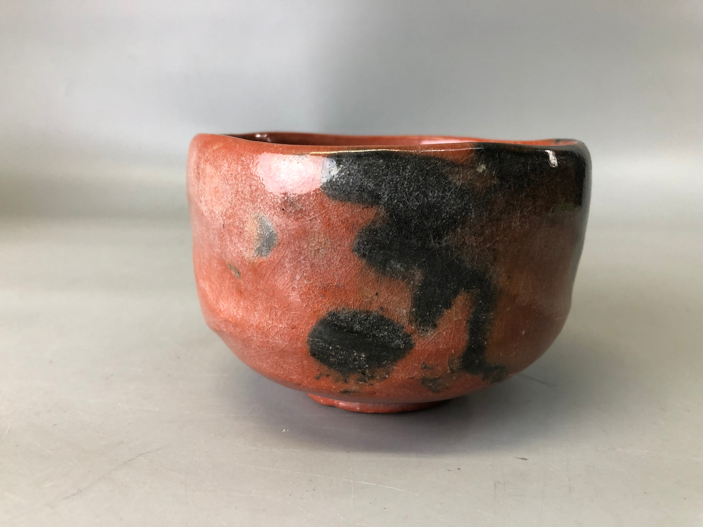 Y7370 CHAWAN Raku-ware red bowl signd box Japan antique tea ceremony pottery cup