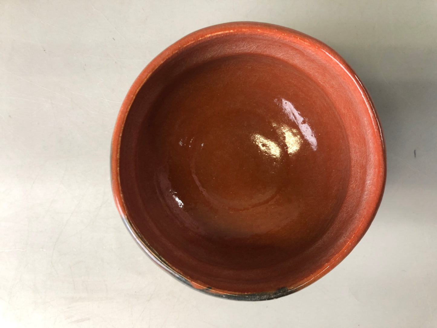 Y7370 CHAWAN Raku-ware red bowl signd box Japan antique tea ceremony pottery cup