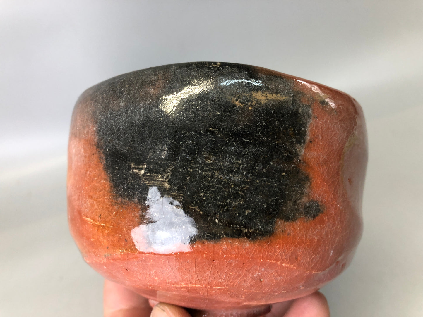 Y7370 CHAWAN Raku-ware red bowl signd box Japan antique tea ceremony pottery cup