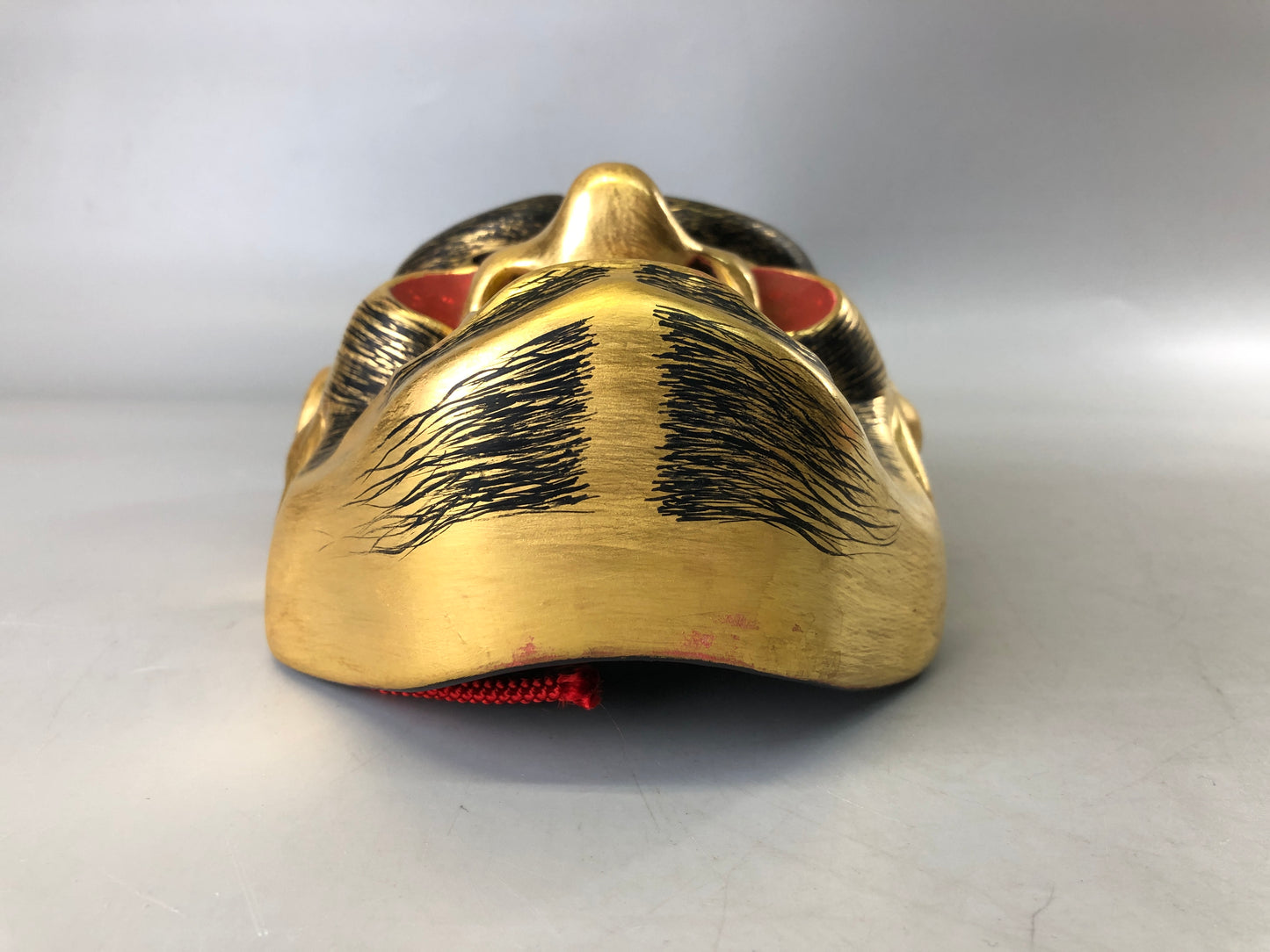 Y7383 NOH MASK wood carving Koshishi signed bag Japan antique traditional omen