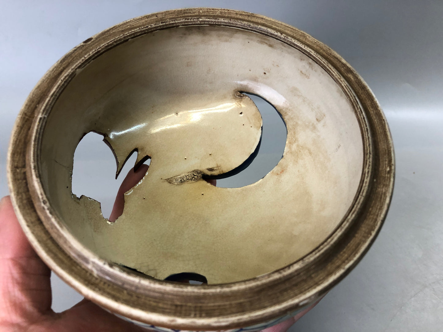 Y7387 KOURO Ninsei kintsugi signed box Japan antique fragrance incense burner