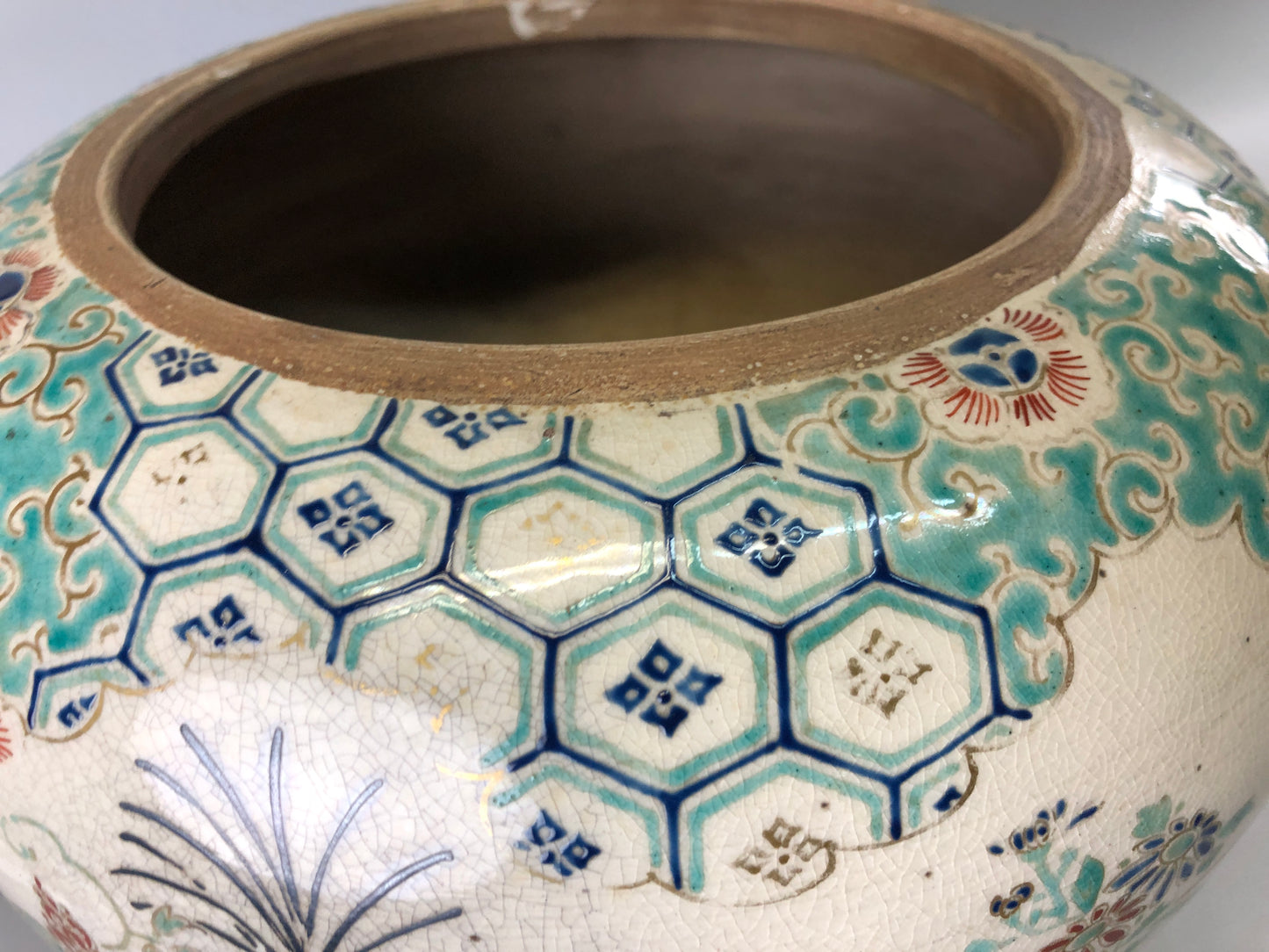 Y7387 KOURO Ninsei kintsugi signed box Japan antique fragrance incense burner